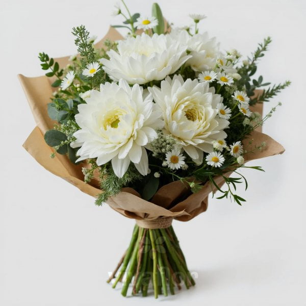 Buchet elegant cu lisianthus și margarete